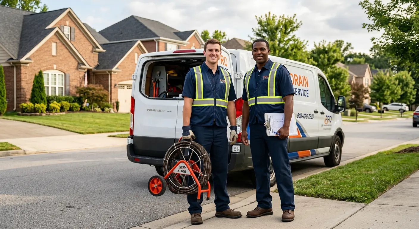 Sewer and drain service team with equipment ready for work in North Versailles